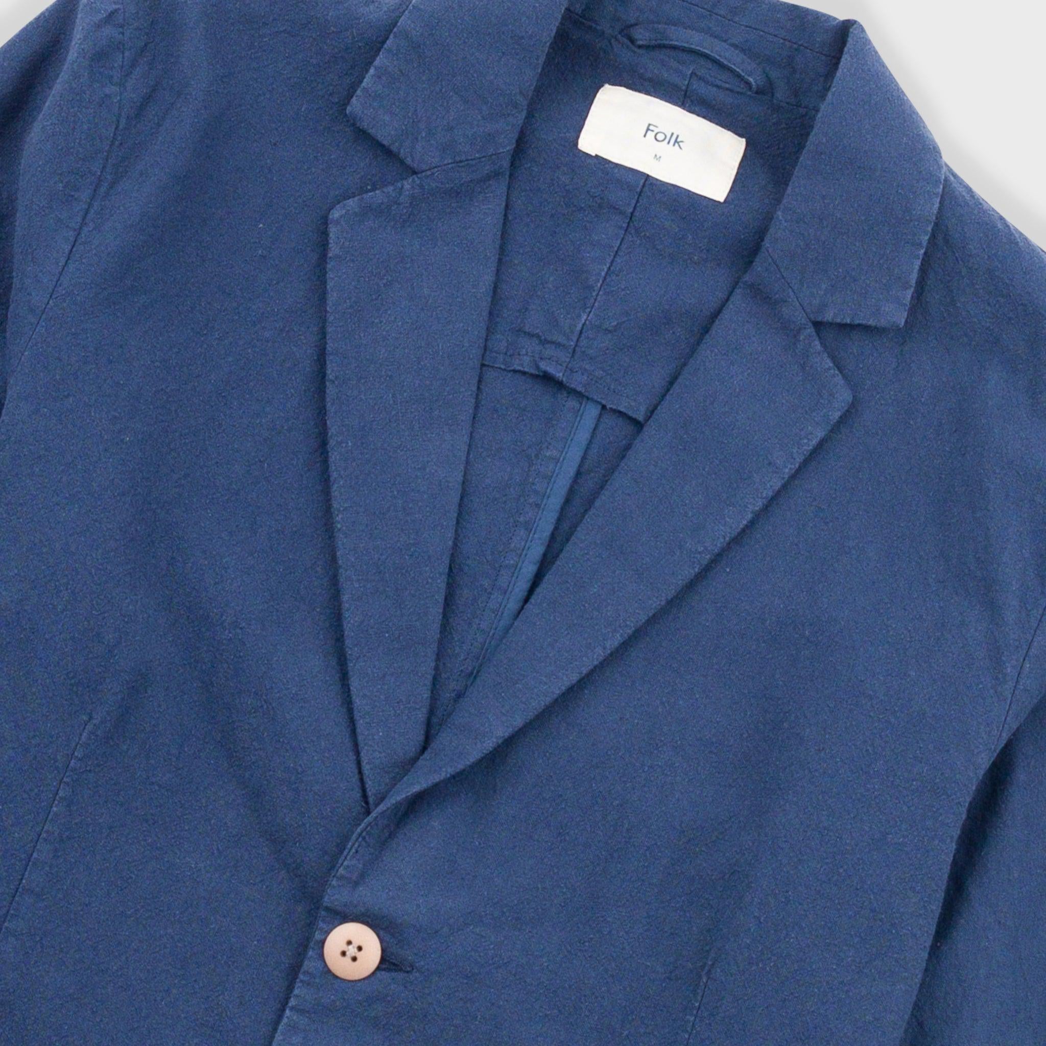 Cotton Linen Blazer - Soft Navy-Folk-W2 Store