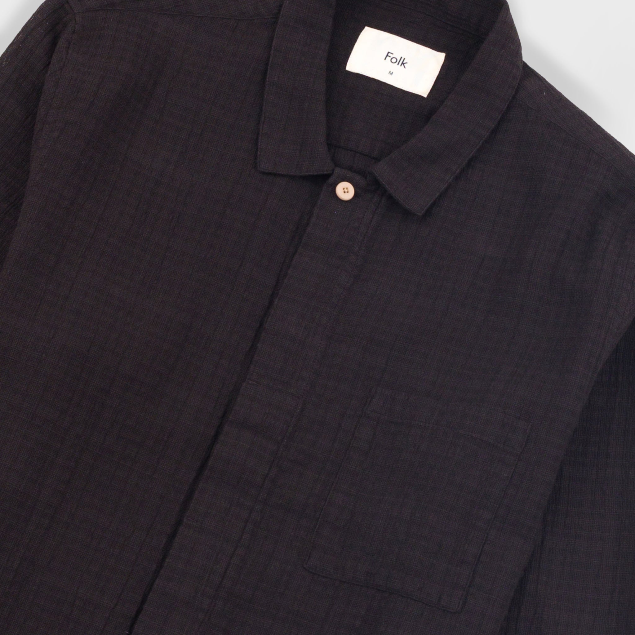 Patch Shirt - Soft Black Open Weave Check-Folk-W2 Store