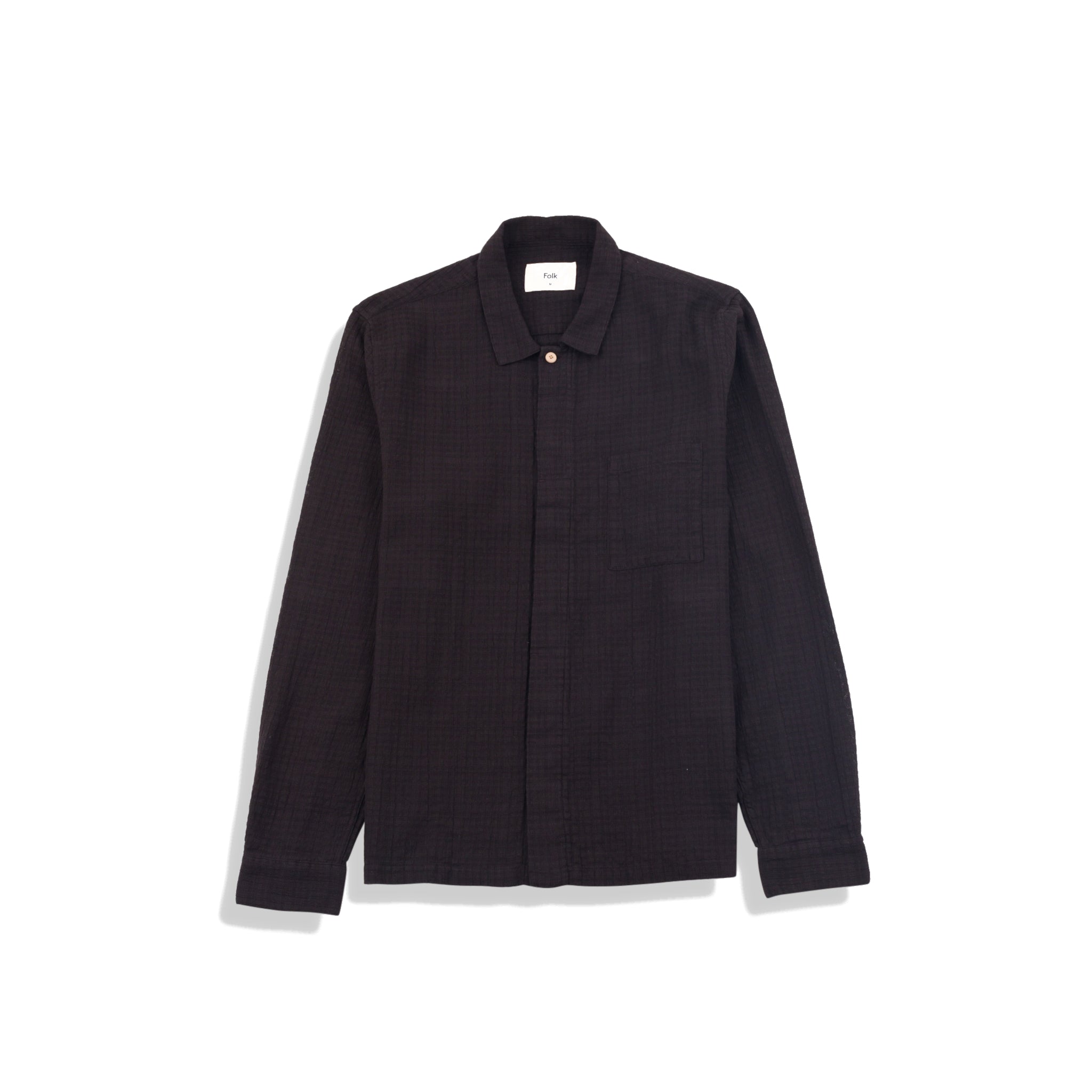 Patch Shirt - Soft Black Open Weave Check-Folk-W2 Store