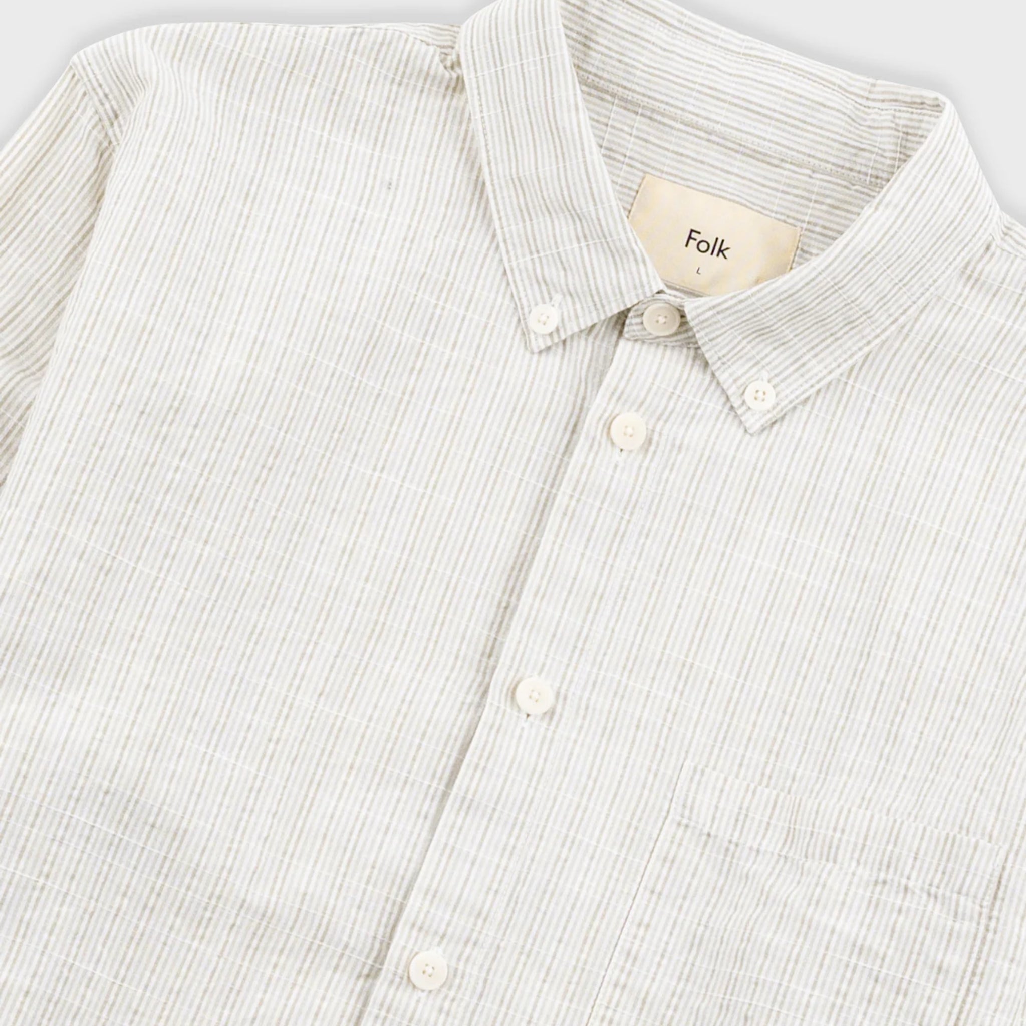 Relaxed Fit Shirt - Sage Microstripe Slub-Folk-W2 Store