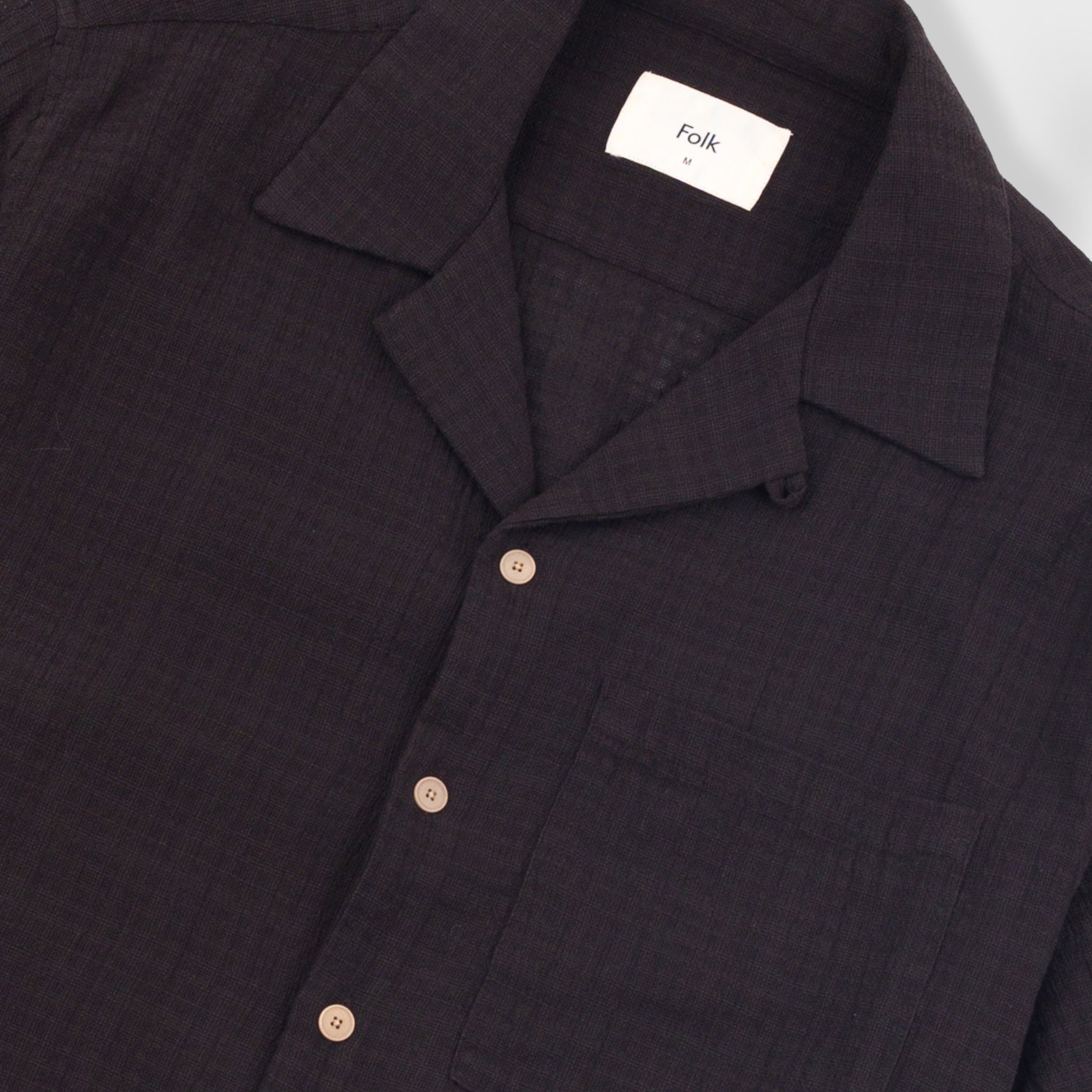 Relaxed Soft Collar Shirt - Soft Black Open Weave Check-Folk-W2 Store