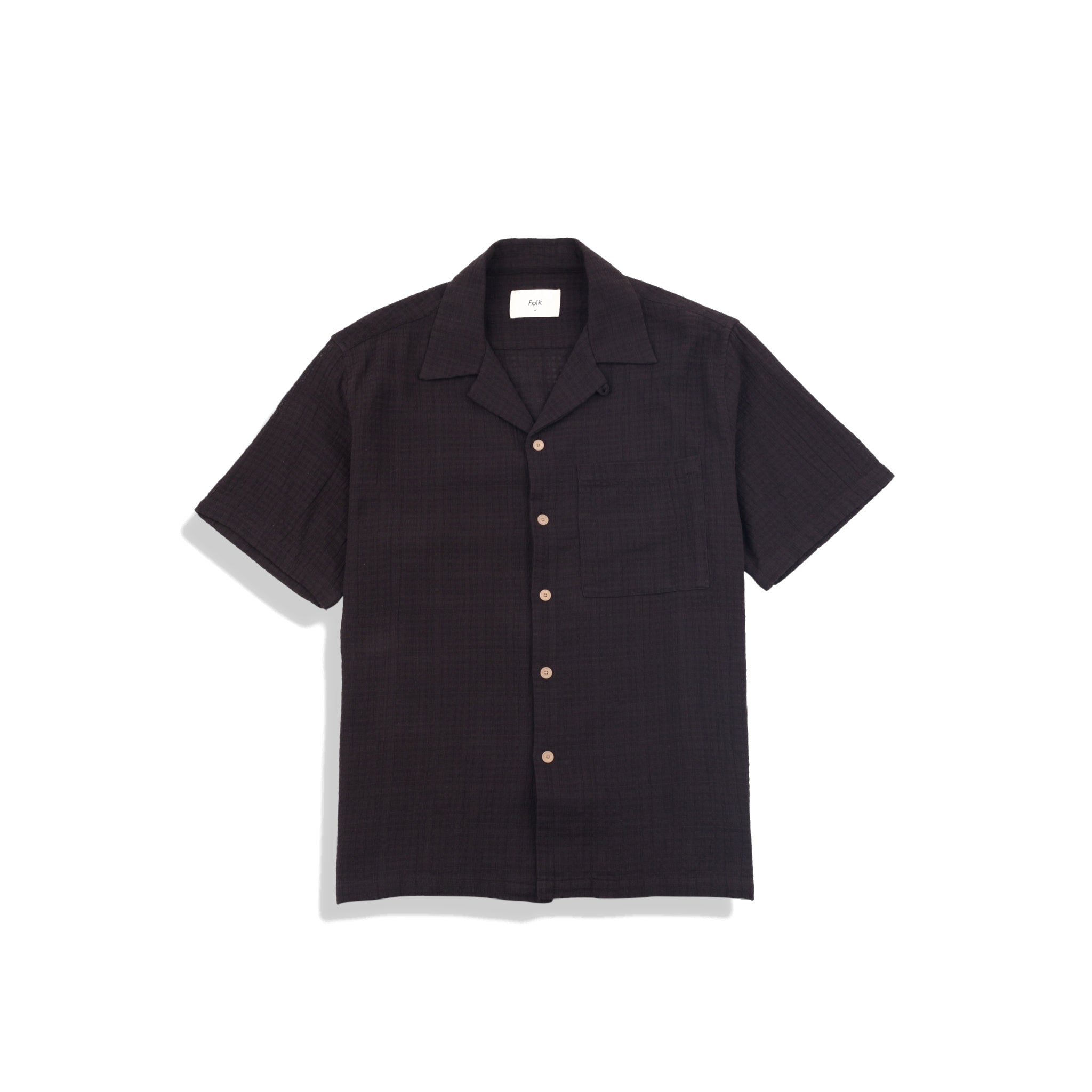 Relaxed Soft Collar Shirt - Soft Black Open Weave Check-Folk-W2 Store