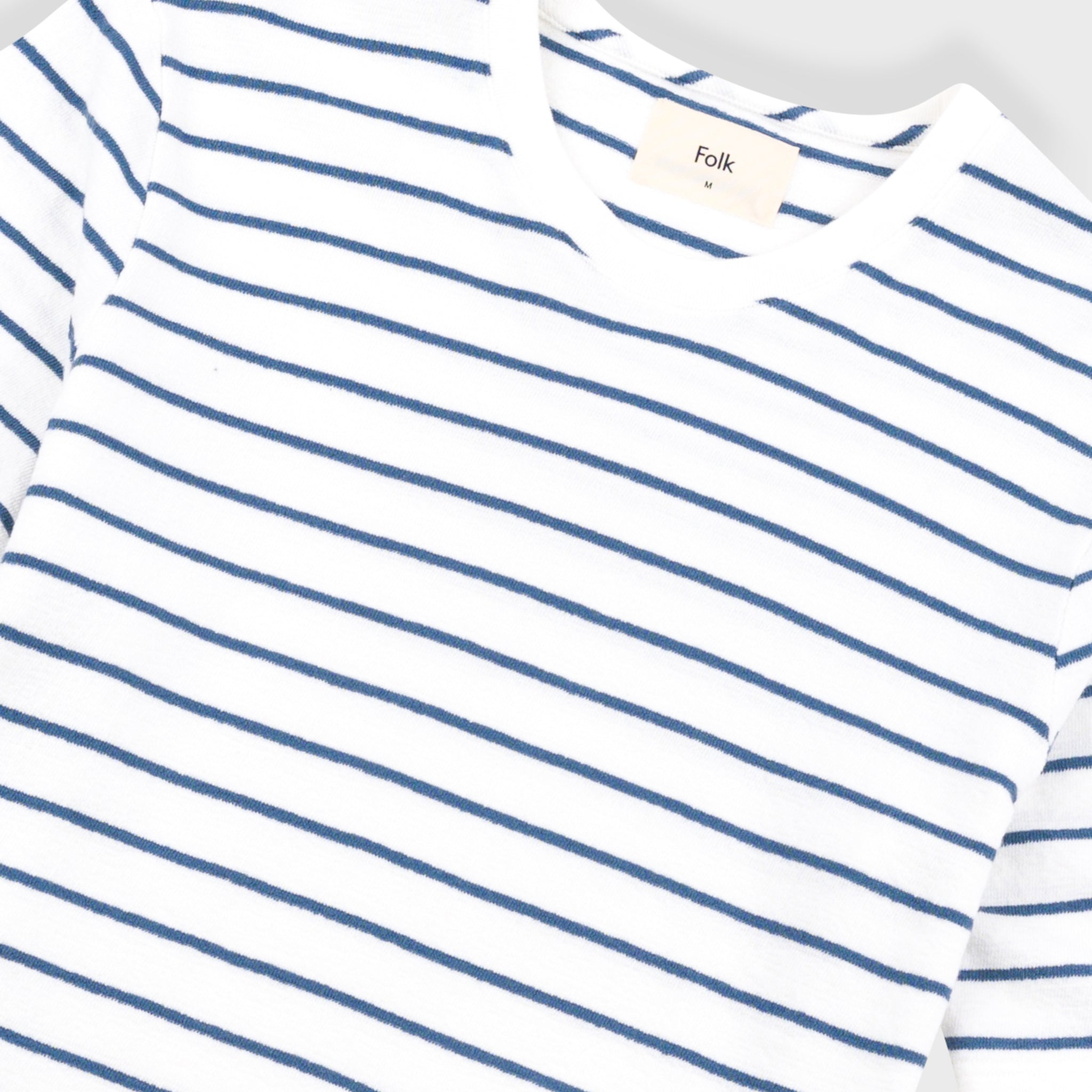 SS Textured Stripe Tee - Off White / Soft Blue-Folk-W2 Store