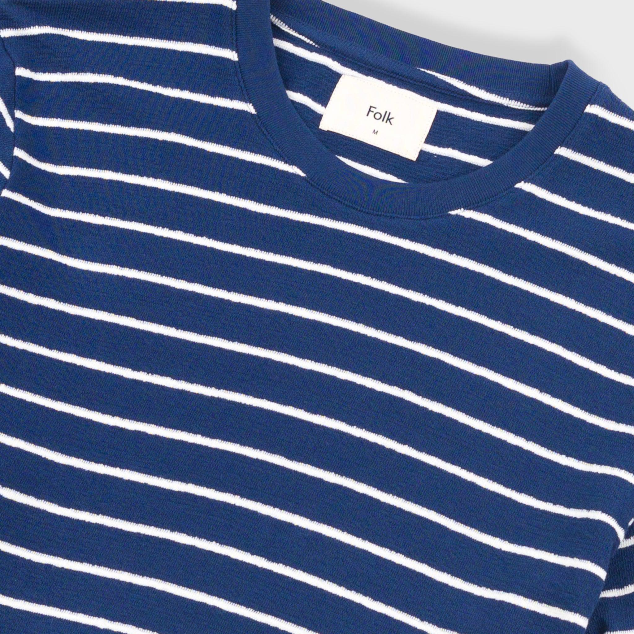 SS Textured Stripe Tee - Soft Navy / Ecru-Folk-W2 Store